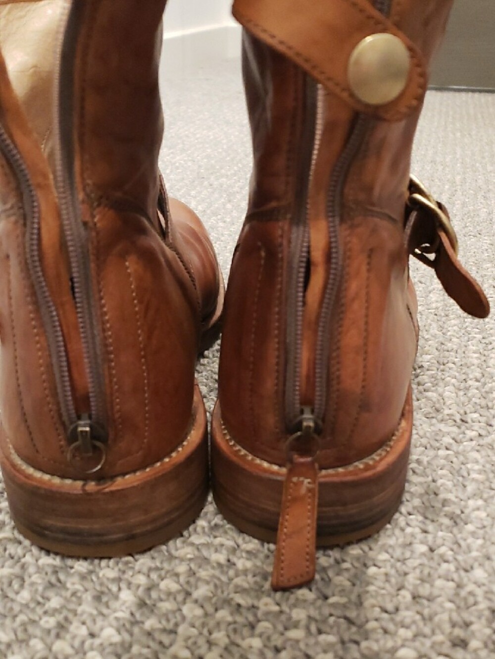 Brunello Cucinelli Tan Leather Harness Boots - Picture 6 of 16